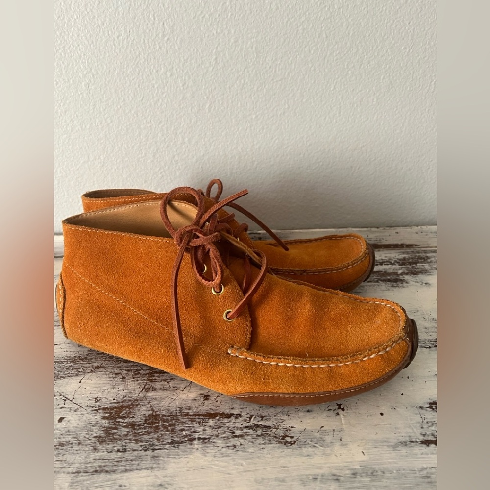 Cole Haan Chukka Camel Suede Boots Men 9.5M Comfort C13104 Preppy Driver Shoes - Picture 4 of 9